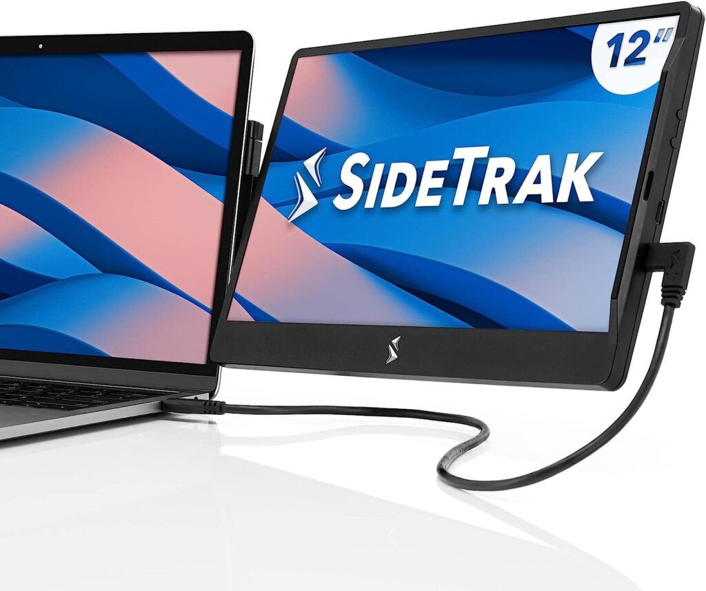 SideTrak Swivel 12.5â Patented Attachable Portable Monitor for Laptop | FHD TFT Laptop Dual Screen | Mac, PC  Chrome Compatible | Fits All Laptops | Powered by USB or Mini HDMI (Single Monitor)